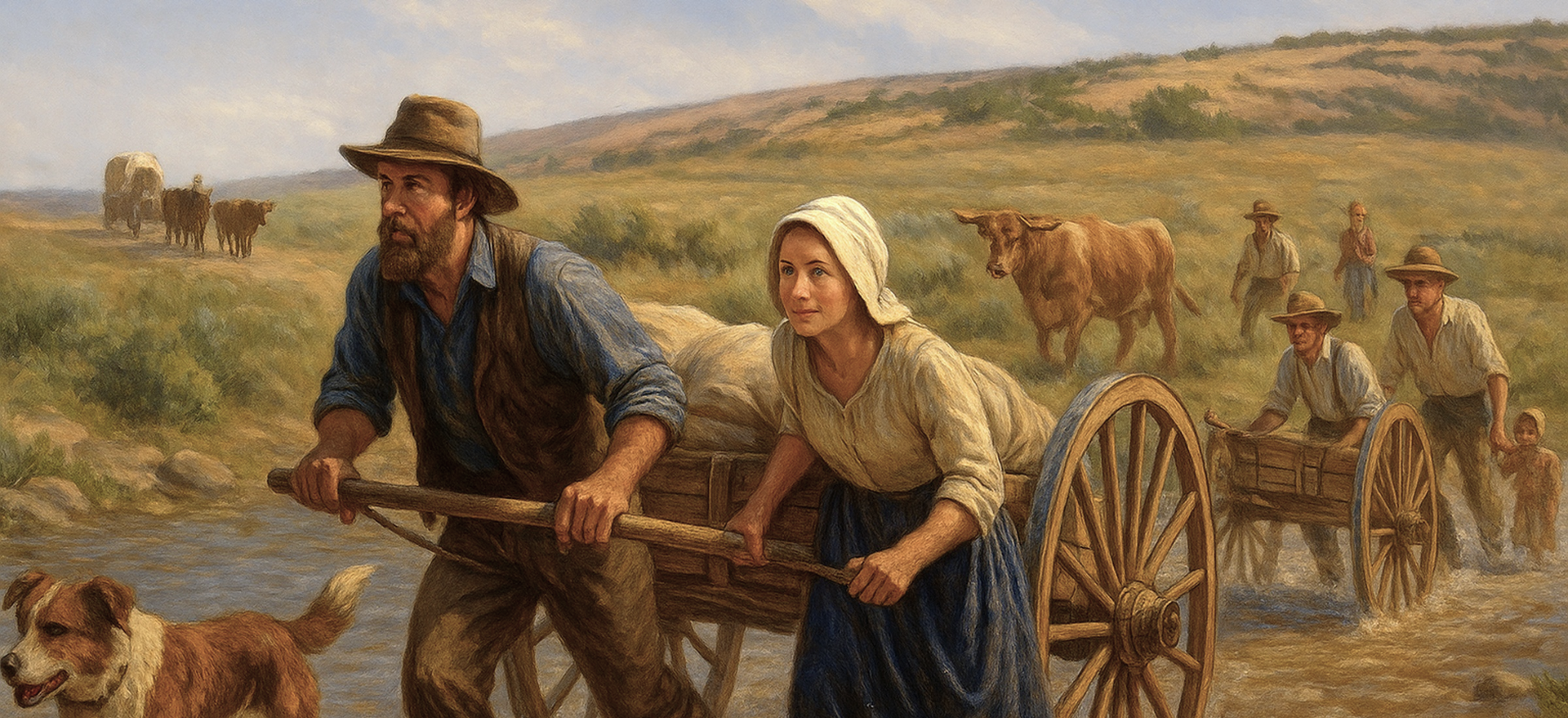 Pioneer handcarts on the trail