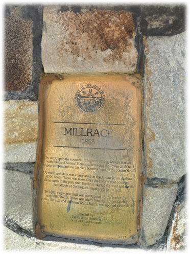 Plaque at the Taylorsville Millrace Monument